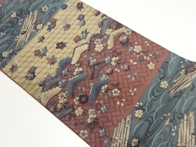 JAPANESE FUKURO OBI / WOVEN FLORAL PLANTS